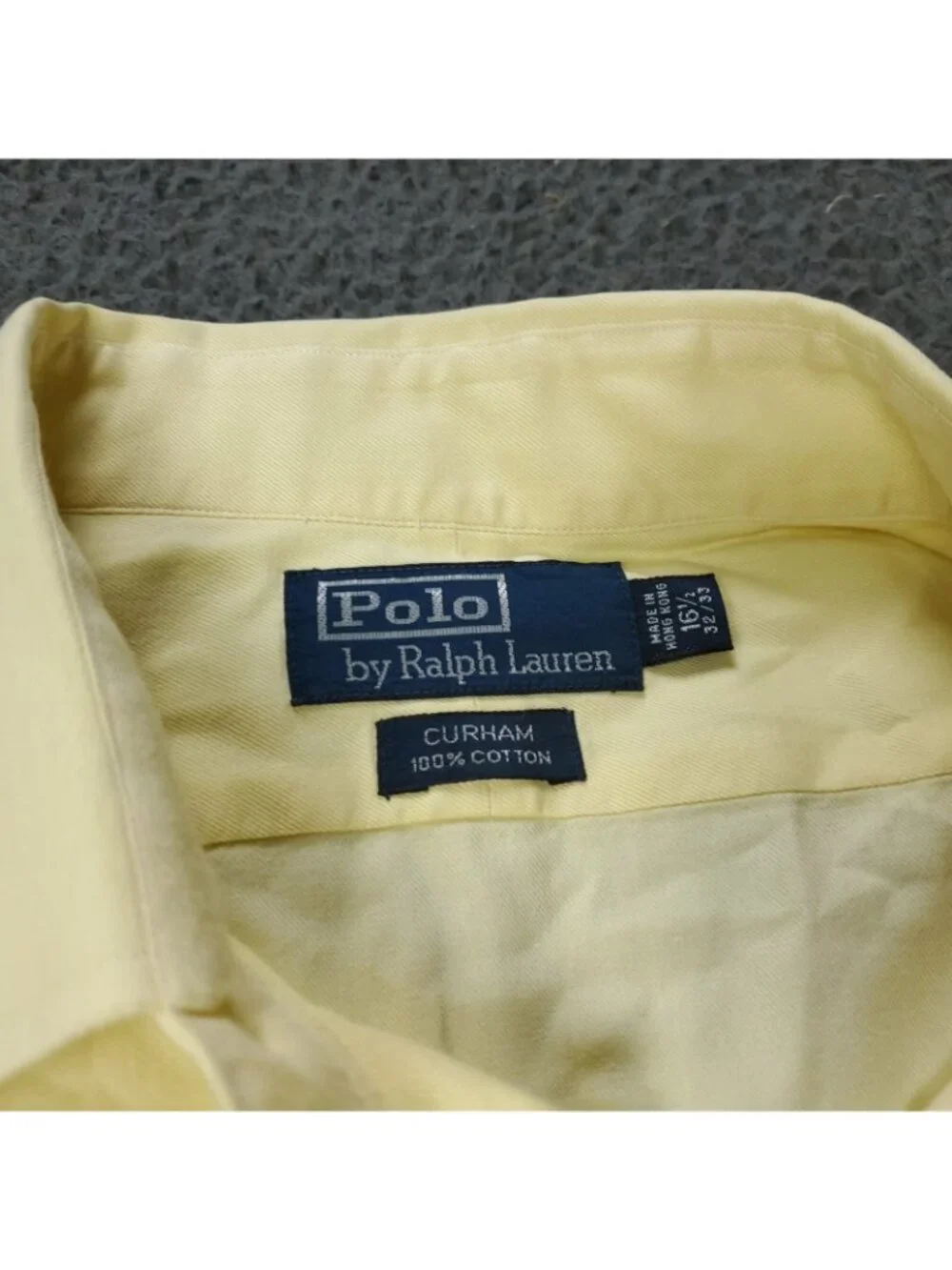 Polo Ralph Lauren Button Shirt Men 16.5 32/33 Sleeve Yellow Cotton Casual Pocket